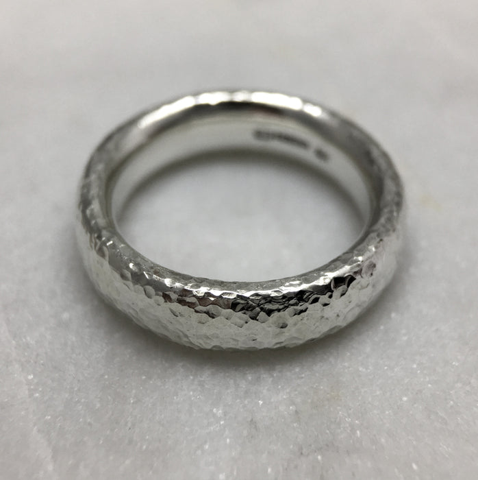 Hammered 6mm Silver Ring