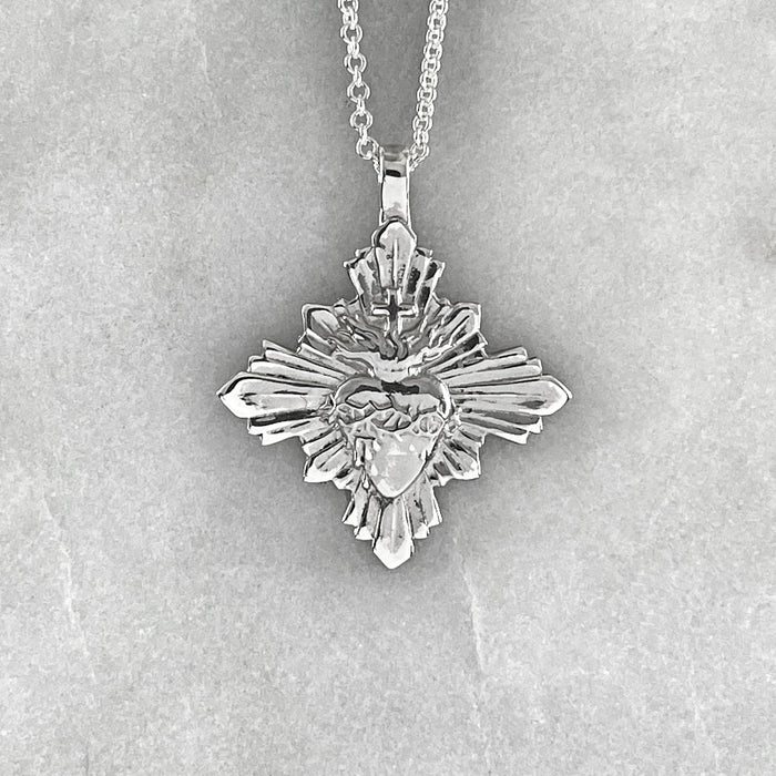 Sacred Heart Silver Necklace