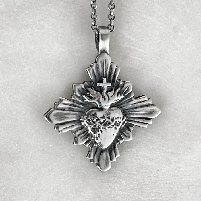 Sacred Heart Silver Necklace