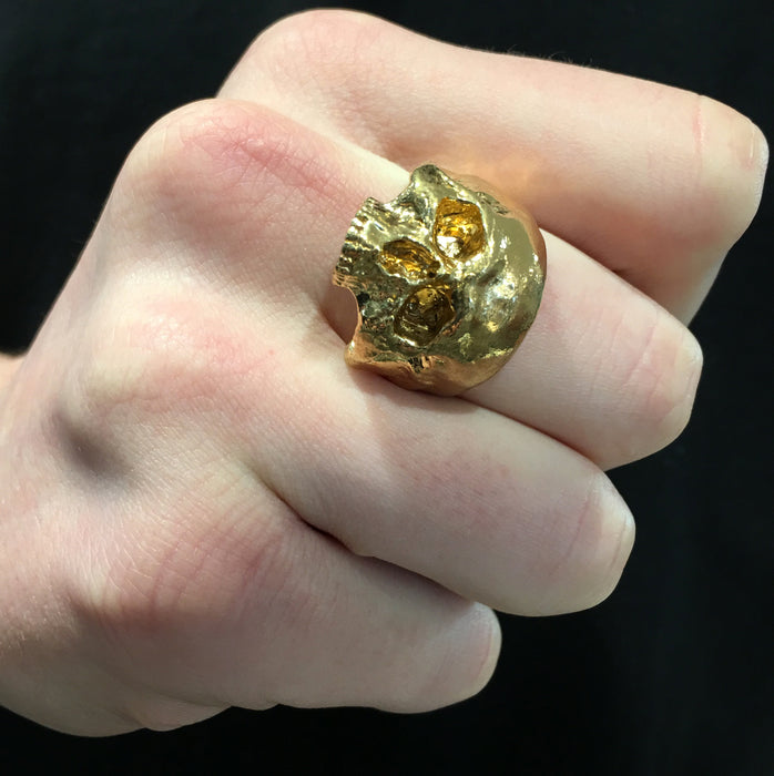 Skull Ring, Gold Ring, Macabre Jewelry, Memento Mori
