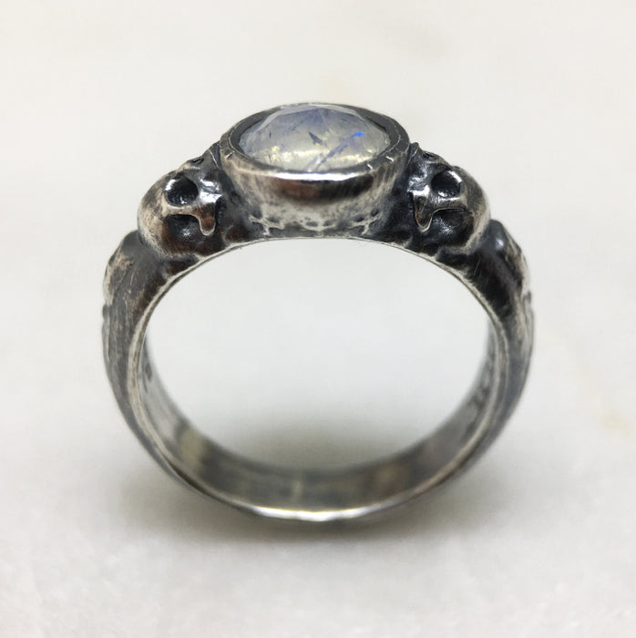 Memento Mori Moonstone Skull Ring