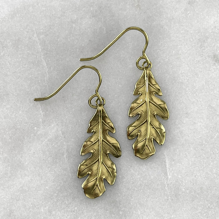 Oak Leaf Earrings, Silver or Gold