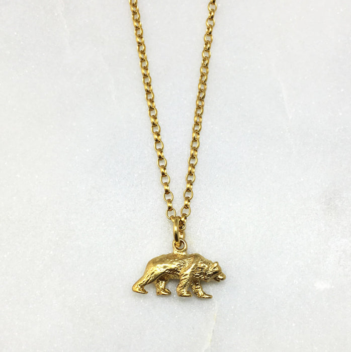 gold bear pendant with chain