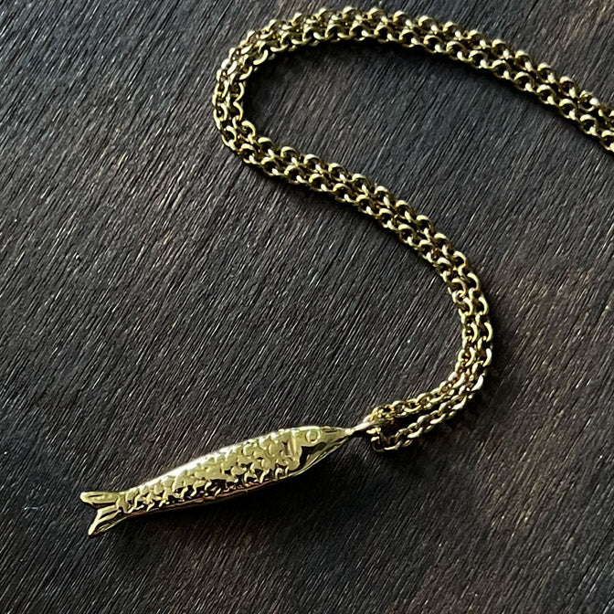 gold sardine fish necklace