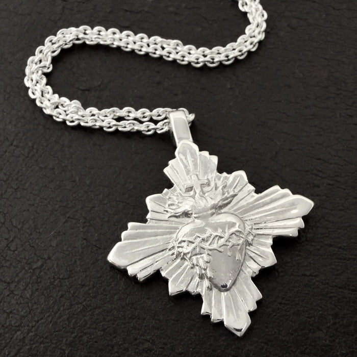 Sacred Heart Silver Necklace