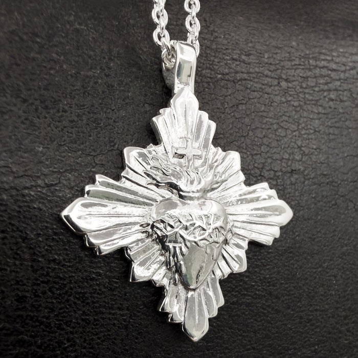 Sacred Heart Silver Necklace