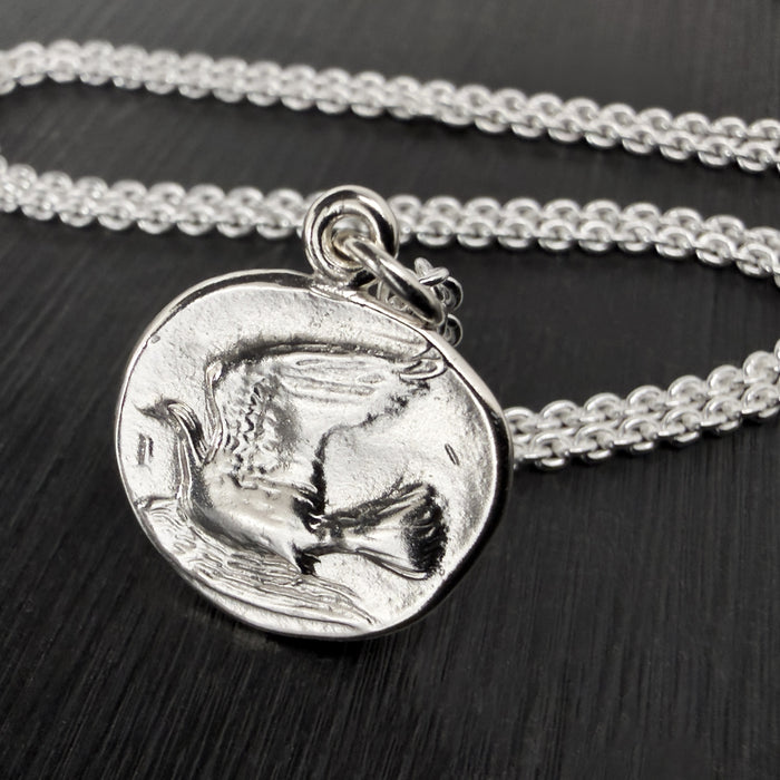 Silver Dove Coin Necklace