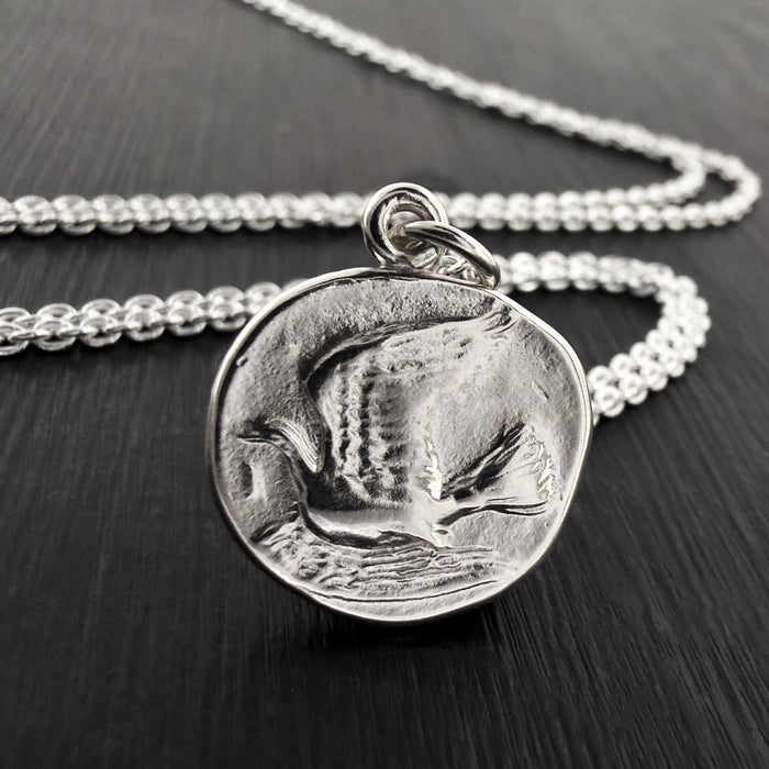 Silver Dove Coin Necklace