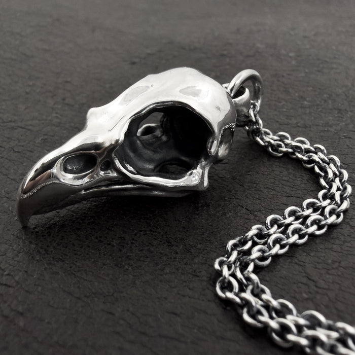 Oxidised Silver Eagle Skull Necklace