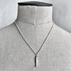 our Silver fish Necklace, Sardine Necklace modelled on a mannequin.