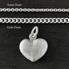 photo of the two different chains available, trace chain and curb chain for the Solid 925 Sterling Silver three dimensional heart pendant