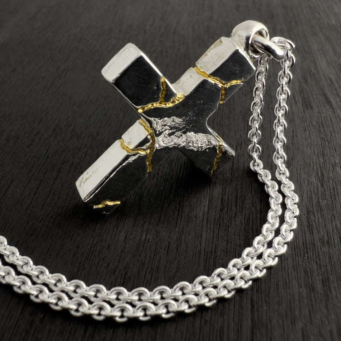 Handmade Kintsugi Inspired Cross Pendant