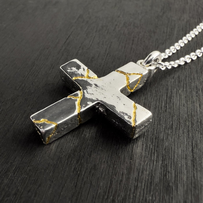 Handmade Kintsugi Inspired Cross Pendant