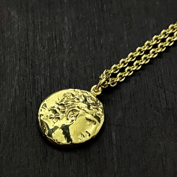 Alexander the Great Ancient Greek coin pendant necklace in a gold finish  by jewel thief Brighton.