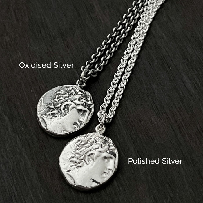 Alexander the Great Ancient Greek coin pendant necklace by jewel thief Brighton.