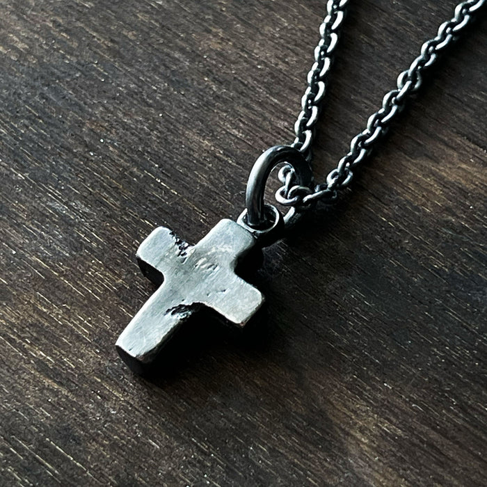 Oxidised Silver Chubby Cross