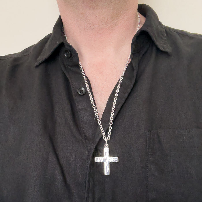 Handmade Chunky Sterling Silver Cross Pendant