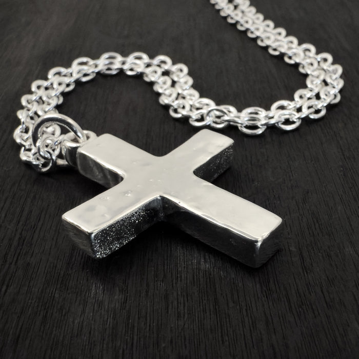 Handmade Chunky Sterling Silver Cross Pendant