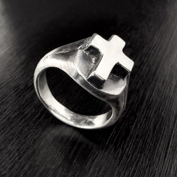 Sterling Silver Cross Signet Ring