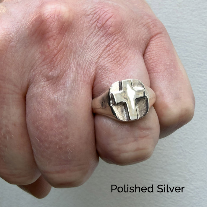Sterling Silver Cross Signet Ring