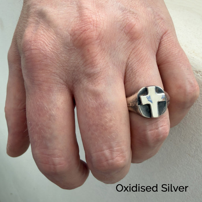 Sterling Silver Cross Signet Ring