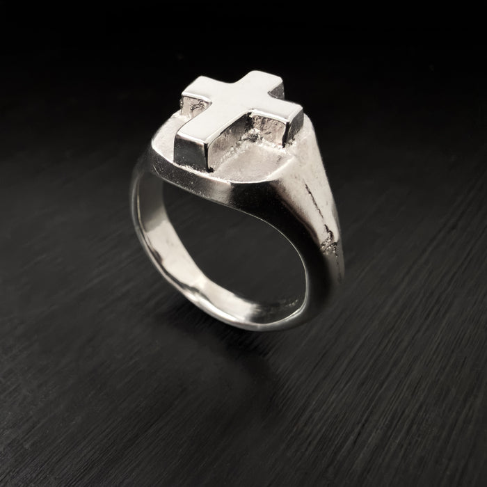 Sterling Silver Cross Signet Ring