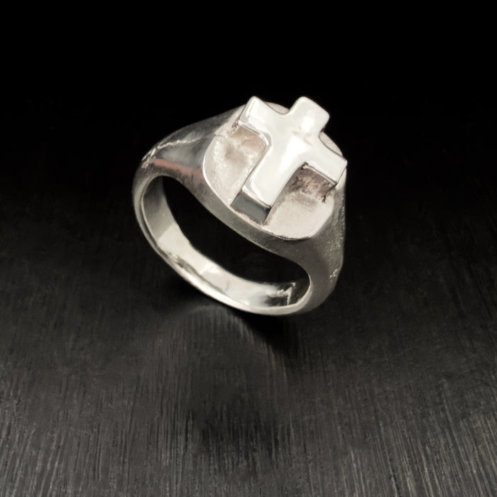 Sterling Silver Cross Signet Ring