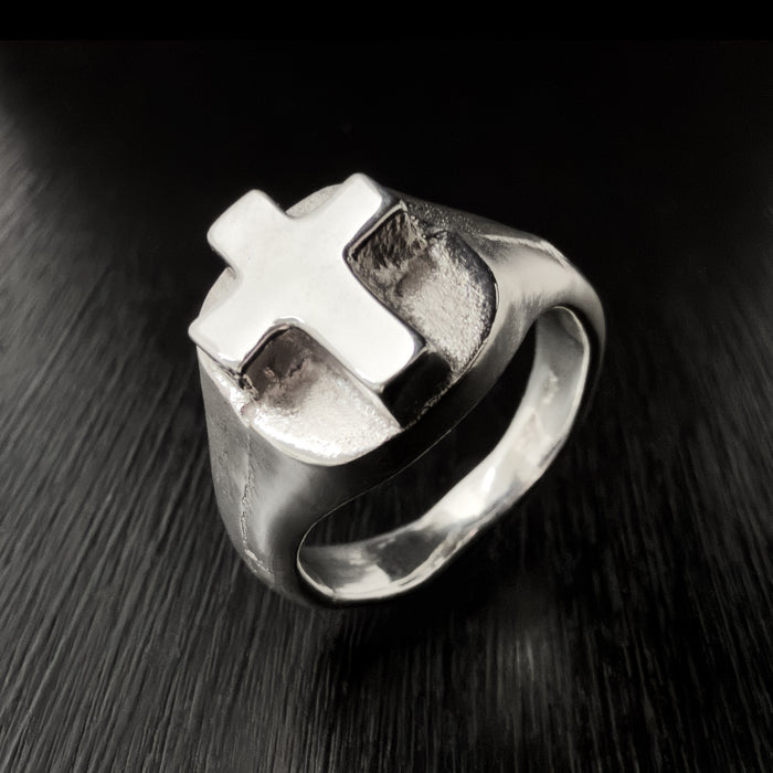 Sterling Silver Cross Signet Ring