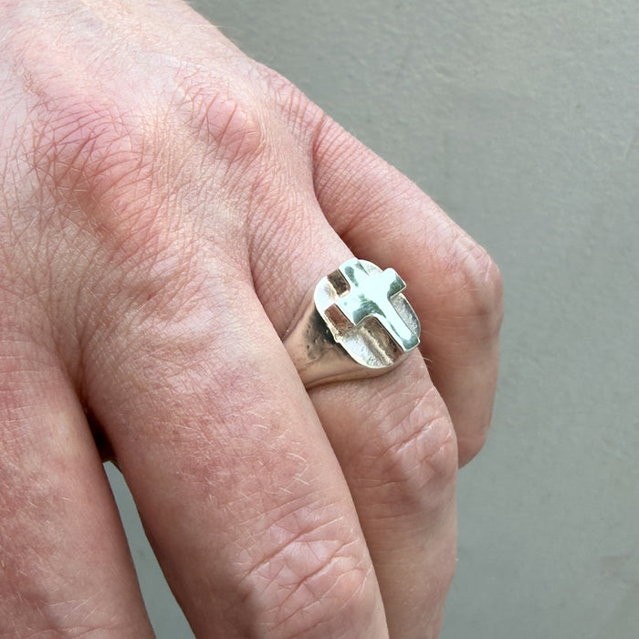 Sterling Silver Cross Signet Ring