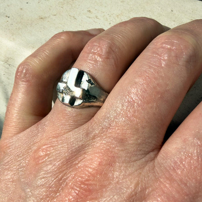 Handmade Cross Signet Ring in 925 Sterling Silver