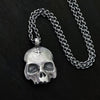  jewel thief Brightons double-sided flat skull pendant necklace in sterling silver.