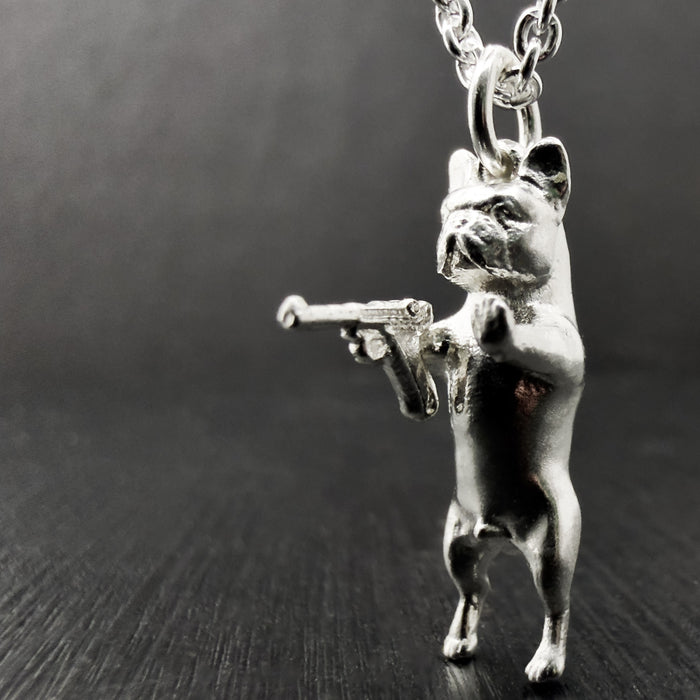 Silver French Bulldog Pendant Necklace