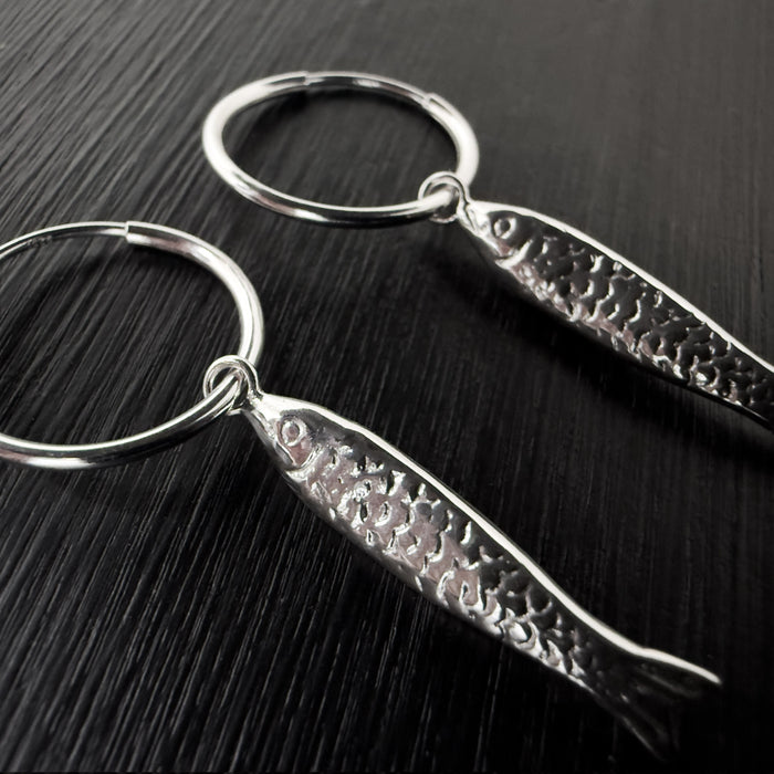 Fish Drop Hoop Earrings