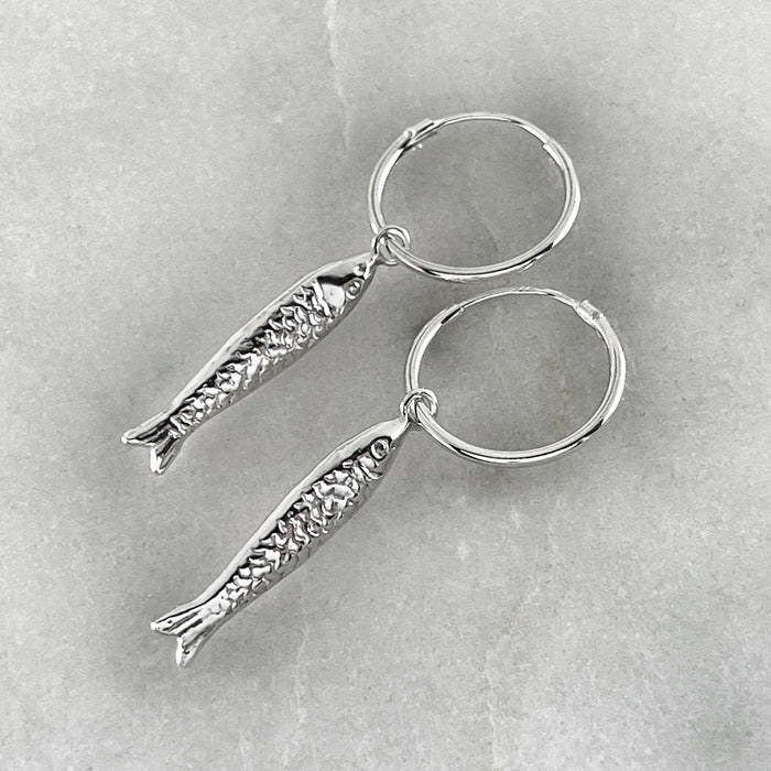 Fish Drop Hoop Earrings