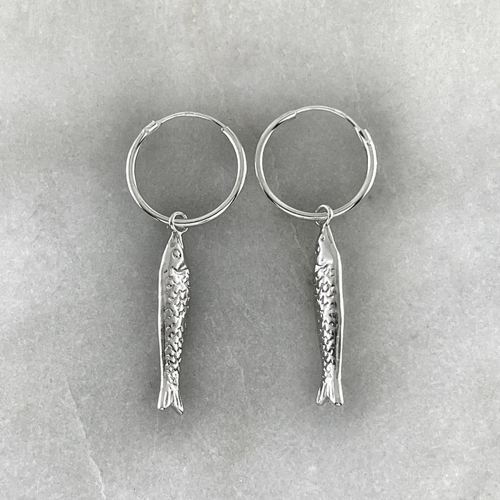 Fish Drop Hoop Earrings