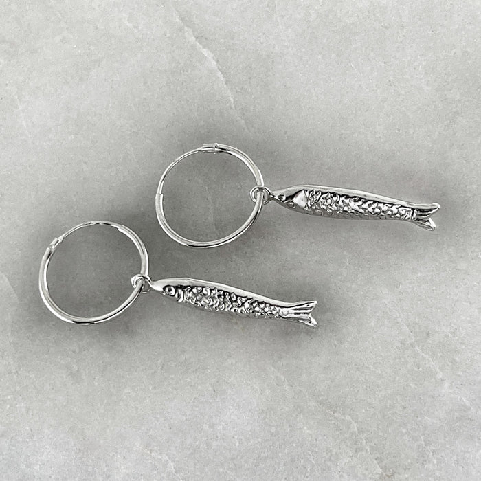 Fish Drop Hoop Earrings