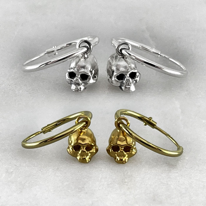 Tiny Skull Hoop Earrings