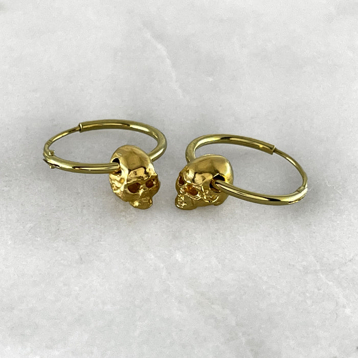 Tiny Skull Hoop Earrings