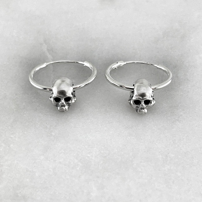 Tiny Skull Hoop Earrings
