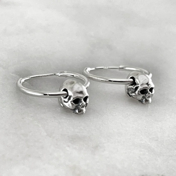 Tiny Skull Hoop Earrings