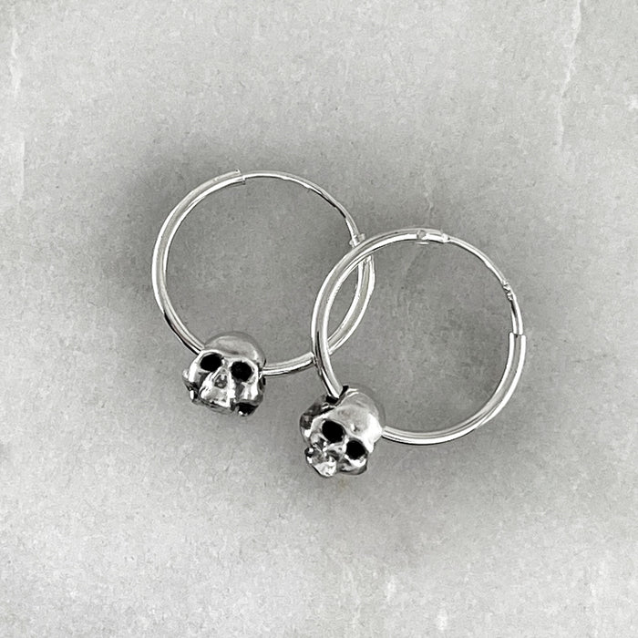 Tiny Skull Hoop Earrings