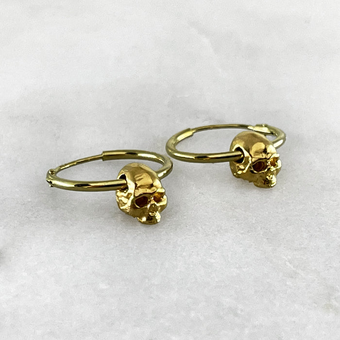 Tiny Skull Hoop Earrings