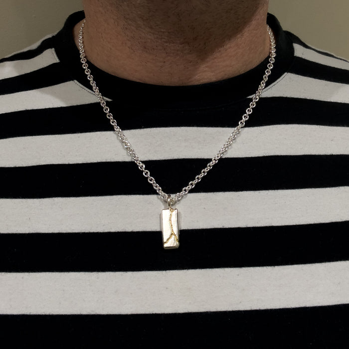 Handmade Kintsugi Sterling Silver Tag Pendant