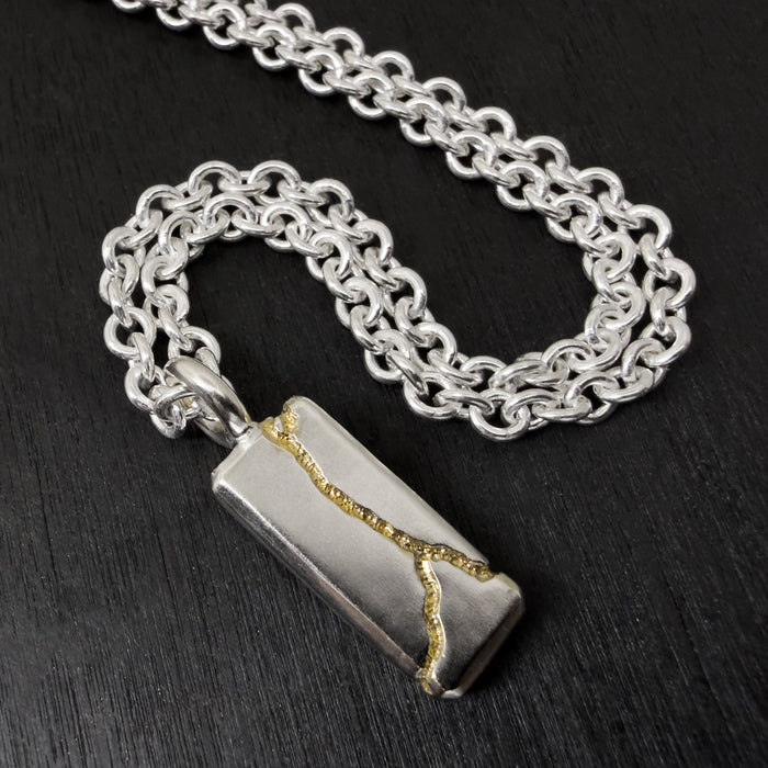 Handmade Kintsugi Sterling Silver Tag Pendant