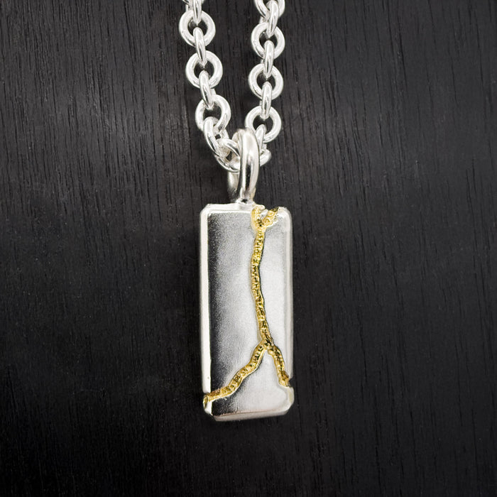 Handmade Kintsugi Sterling Silver Tag Pendant