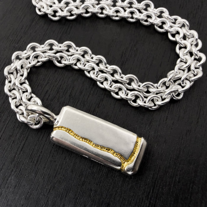 Handmade Kintsugi Sterling Silver Tag Pendant