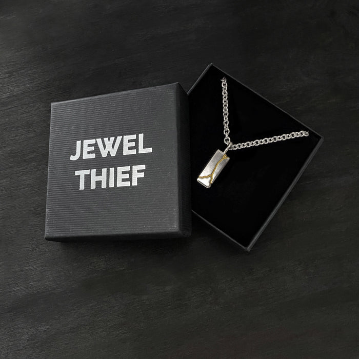 Handmade Kintsugi Sterling Silver Tag Pendant