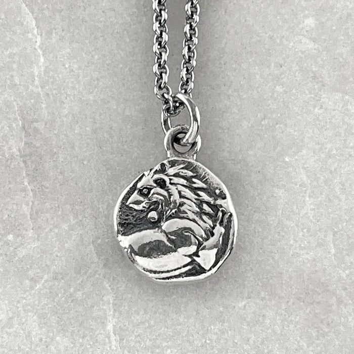 Silver Lion Coin Necklace