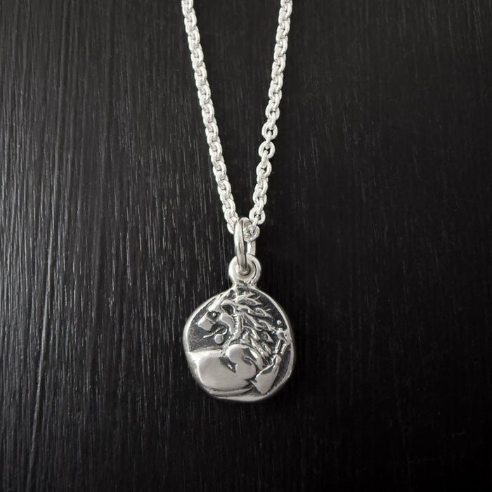 Silver Lion Coin Necklace