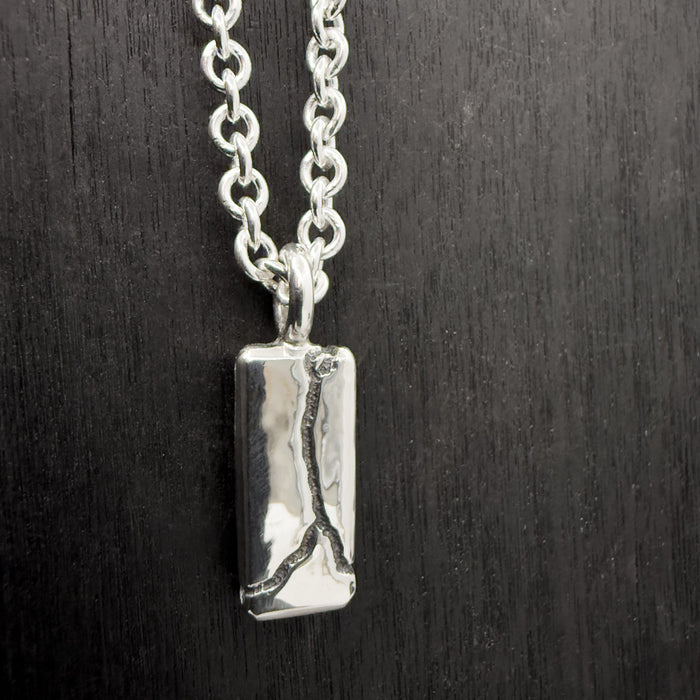 Sandcast Sterling Silver Tag Pendant